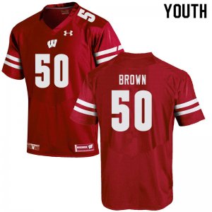 Youth Wisconsin Badgers NCAA #50 Logan Brown Red Authentic Under Armour Stitched College Football Jersey SM31Z33QU